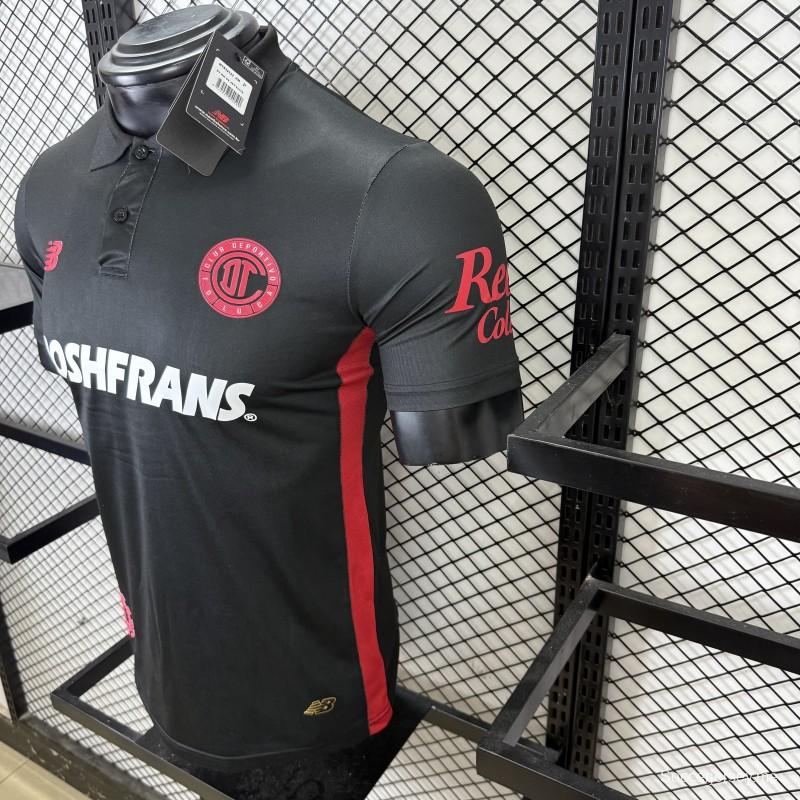 قميص ديبورتيفو تولوكا لكرة القدم، نسخة اللاعبين 25/26، أسود، بياقة بولو