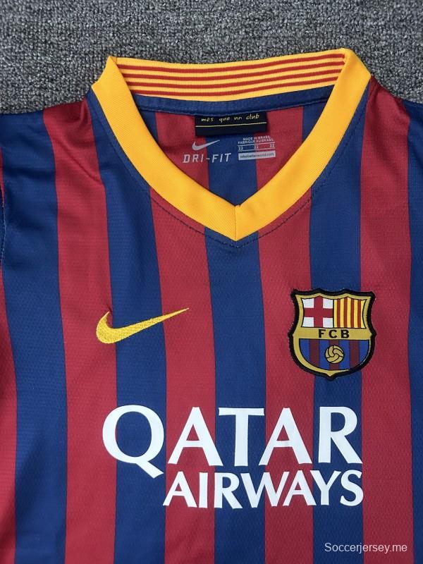 قميص فريق برشلونة الرئيسي للأطفال مقاس 13/14 بطراز ريترو