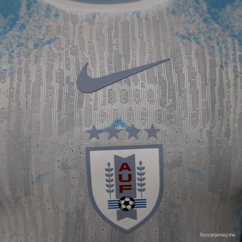 قميص اللاعب الإصدار 2026، نسخة خاصة للمباريات الخارجية لأوروغواي، أبيض