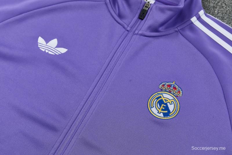 26/27 ريال مدريد  طقم رياضي أرجواني بسحاب كامل + بنطال طويل