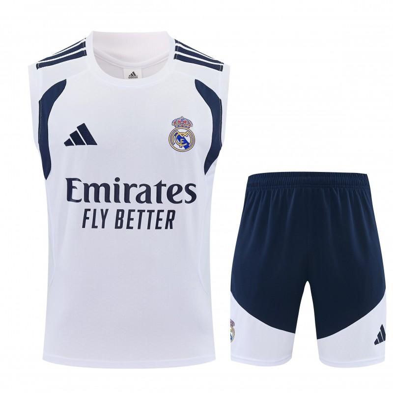 26/27 ريال مدريد  طقم رياضي أبيض بدون أكمام + شورت