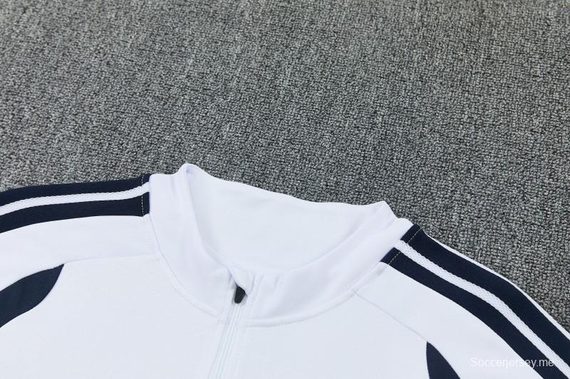 26/27 ريال مدريد  أبيض  طقم رياضي مع سترة بنصف سحاب + بنطال طويل