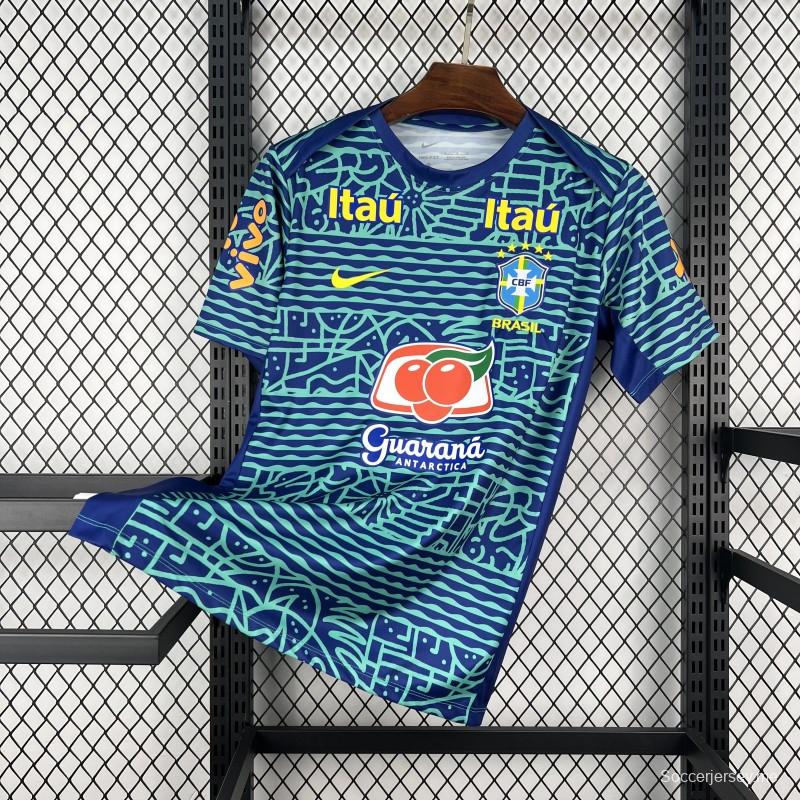 قميص ما قبل المباراة بتصميم رجعي للبرازيل لعام 2024