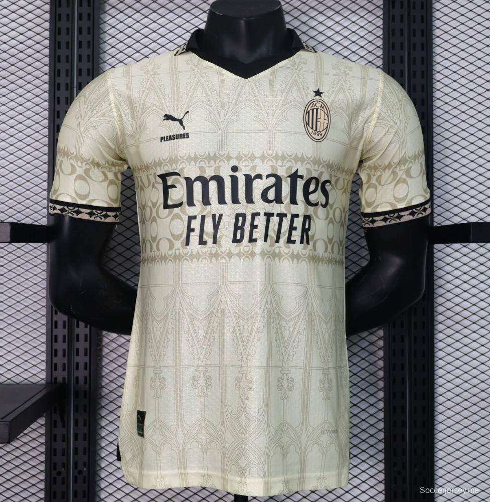 نسخة اللاعب AC Milan x PLEASURES FLEASURES قميص أبيض من ميلان × بليزورز
