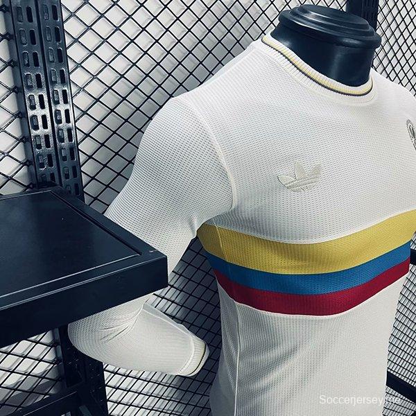 نسخة اللاعب 2024 قميص بأكمام طويلة الأكمام أبيض اللون أبيض بمناسبة الذكرى 120 لتأسيس كولومبيا