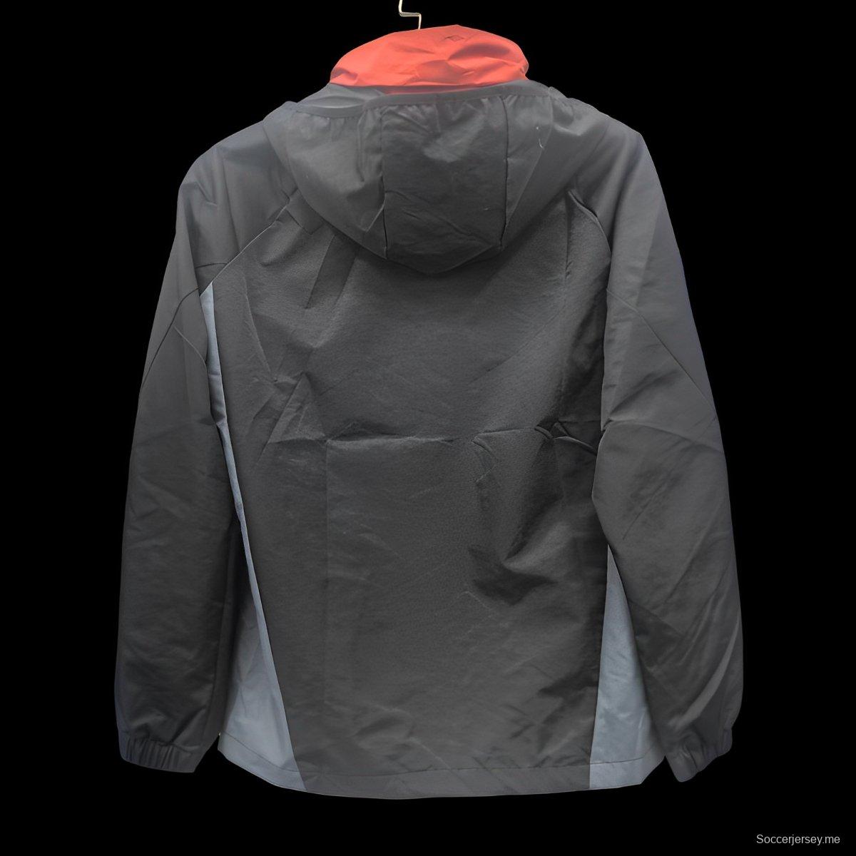 24/25 مانشستر يونايتد 24/25 سترة واقية من الرياح سوداء/حمراء اللون أسود/حمراء