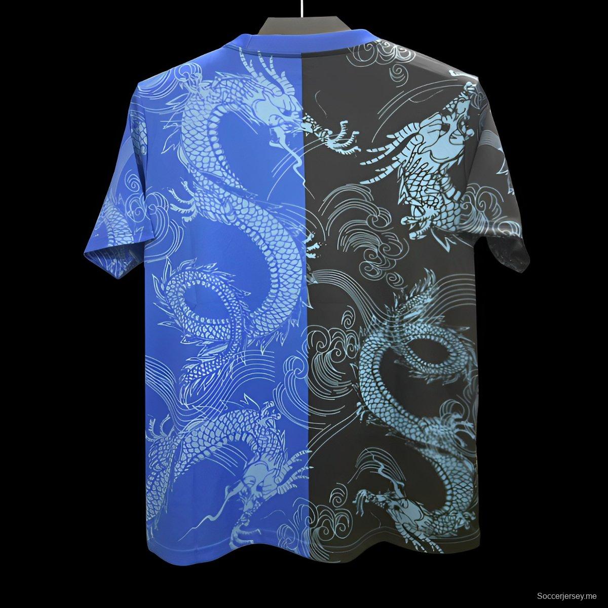 قميص ريال مدريد 25/26 أزرق وأسود بتصميم التنين المنفصل