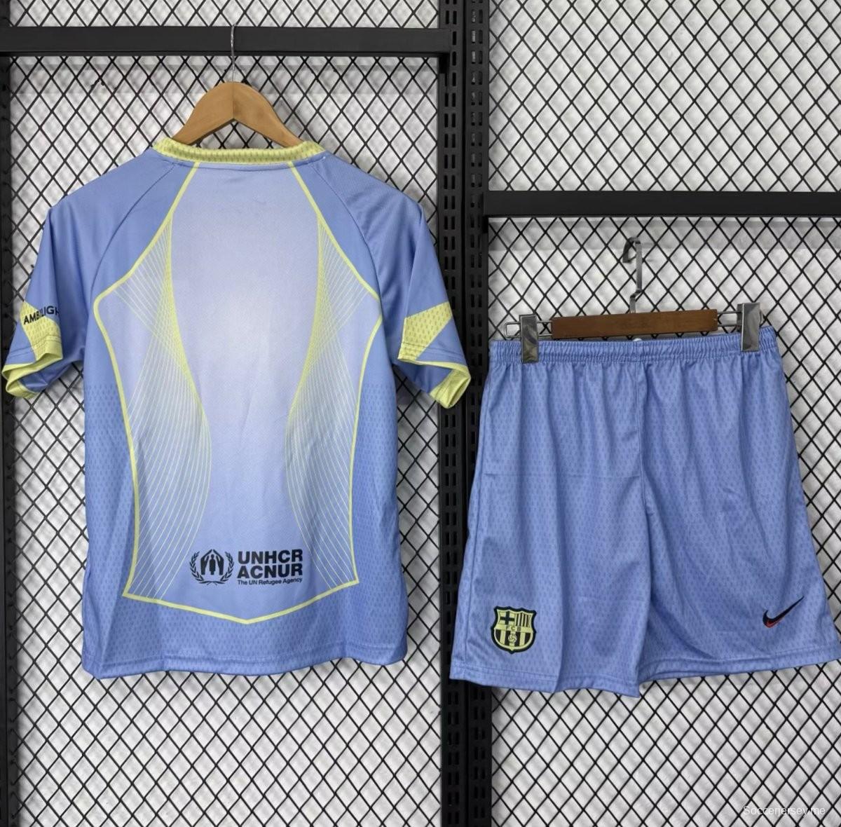 25/26 قميص برشلونة للأطفال أزرق فاتح بنقشة متدرجة اللون