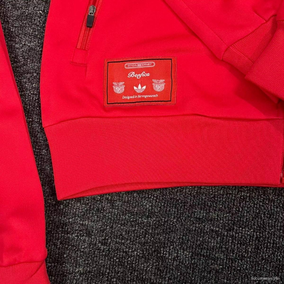 25/26 بنفيكا بنطلون رياضي أحمر بسحاب كامل + بنطلون طويل