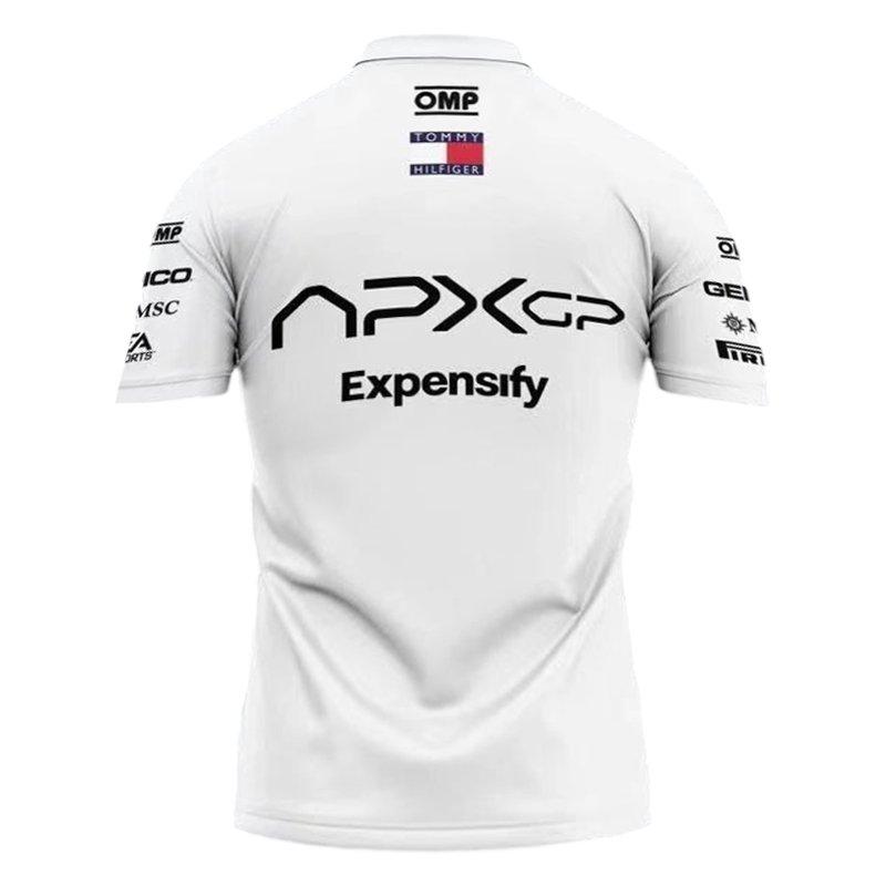 فيلم براد بيت فيلم F1 2025 - قميص بولو أسود أبيض من APXGP قميص بولو أسود لمُشجعي السباقات