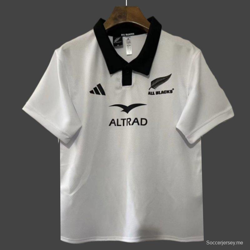 قميص فريق أول بلاكس نيوزيلندا 2026 أبيض بياقة سوداء