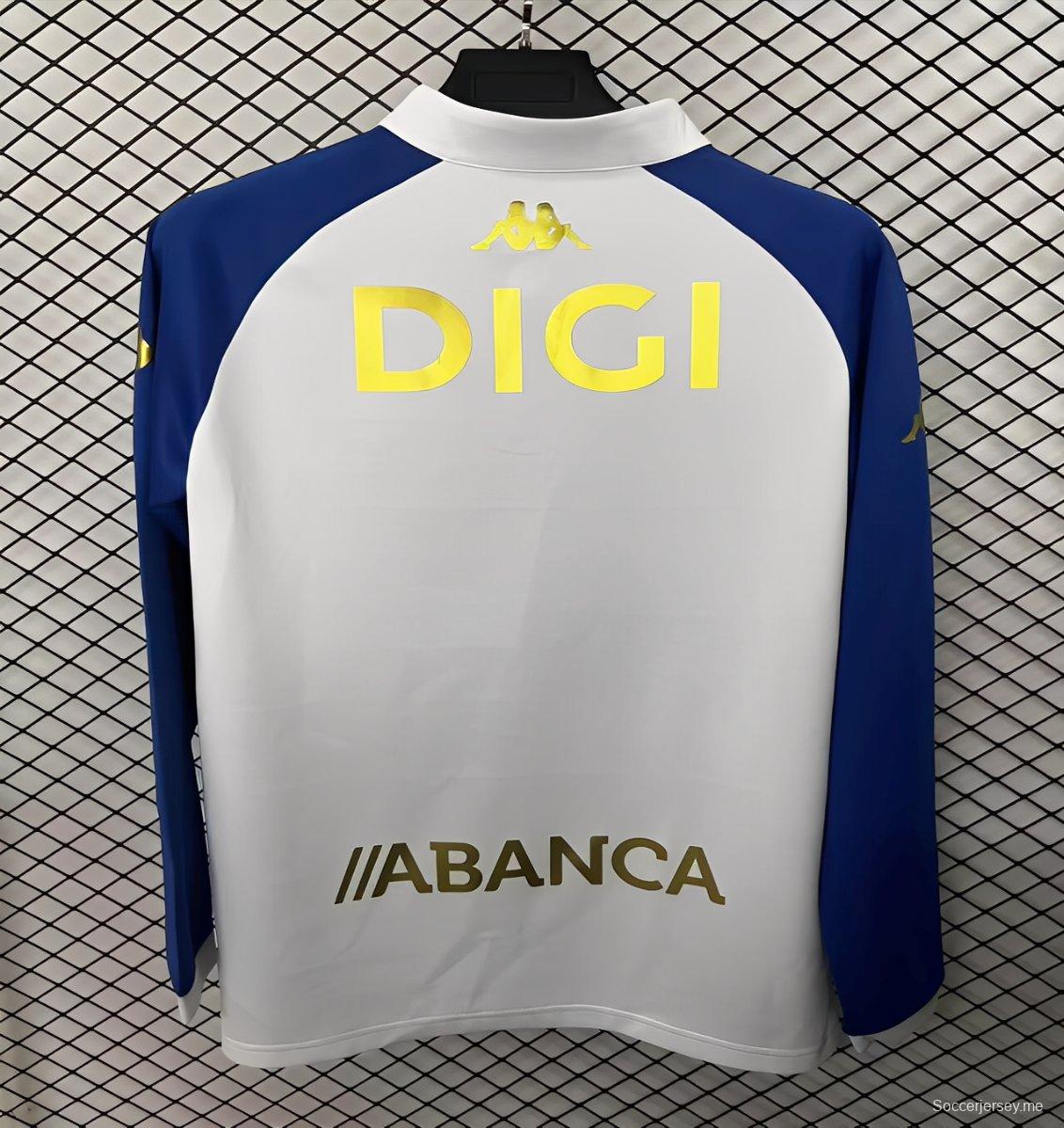 25/26 ديبورتيفو لاكورونا أبيض مع جاكيت أزرق بنصف سحاب أزرق