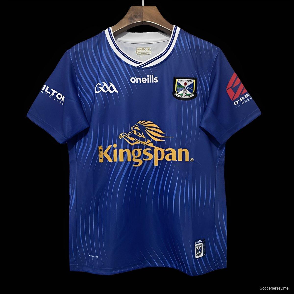 25/26 قميص فريق كافان GAA أزرق بحافة بيضاء للبيت