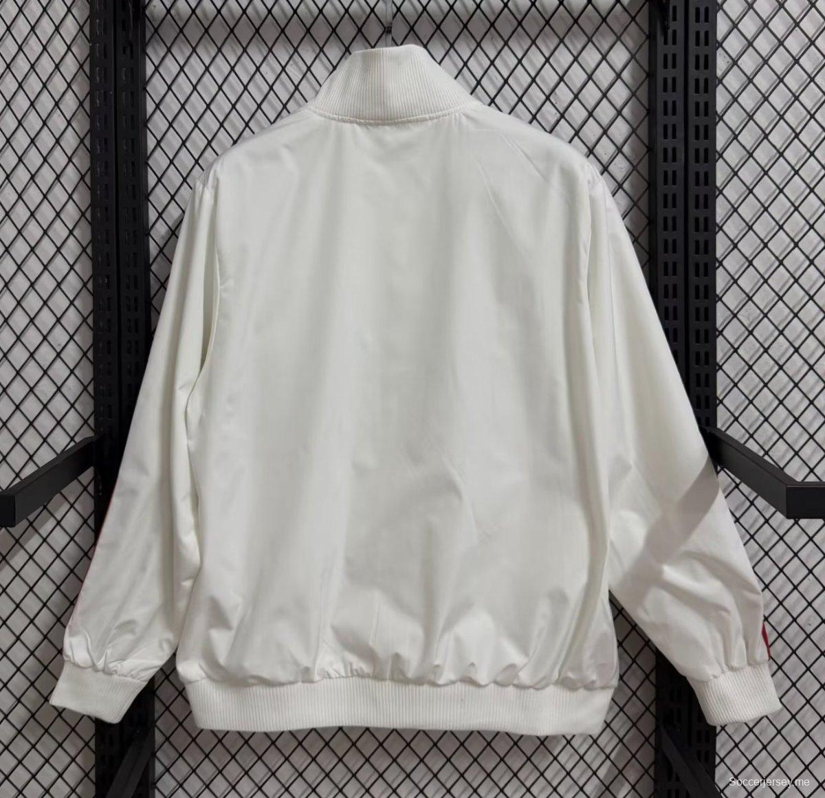 25/26 ميلان ميلان الإيطالي سترة واقية من الرياح مخططة بالكامل باللون الأبيض والأحمر والأسود