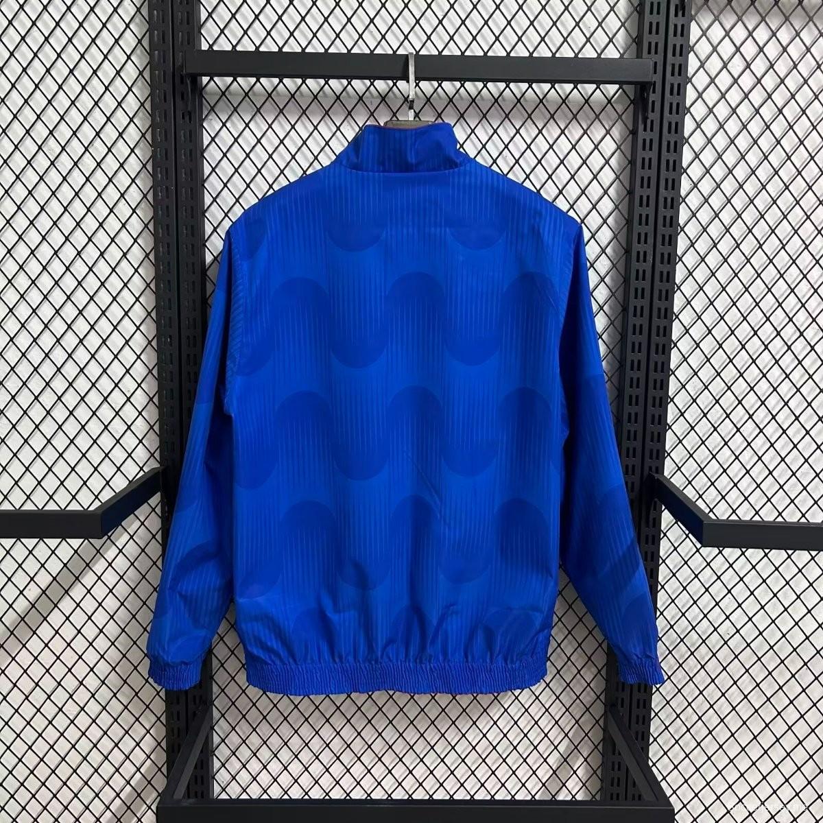 2026 سترة واقية من الرياح بسحاب كامل أحمر/أزرق إسباني بسحاب عكسي كامل