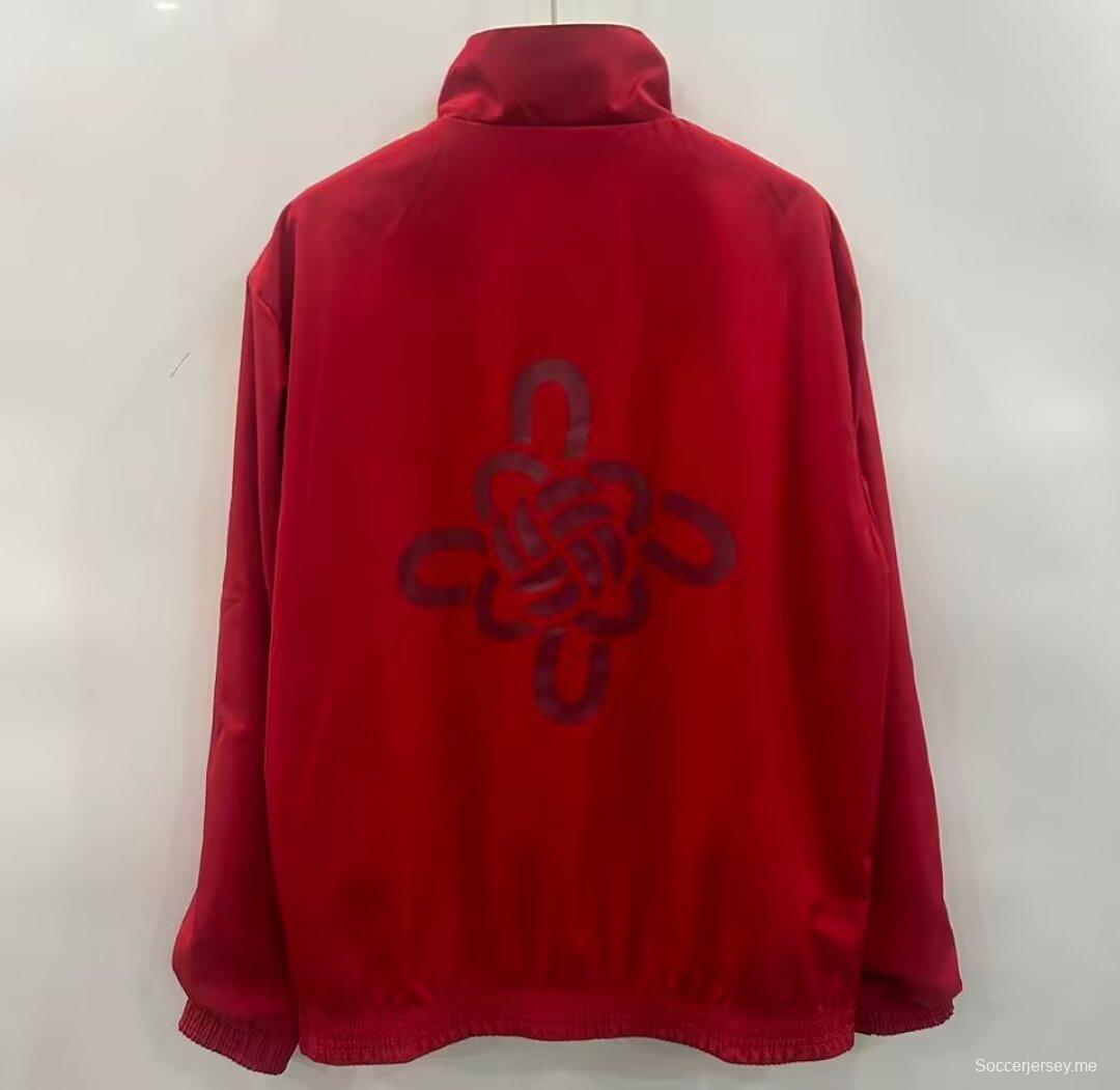 25/26 مانشستر يونايتد أحمر/أسود قابل للانعكاس بسحاب كامل واقي من الرياح