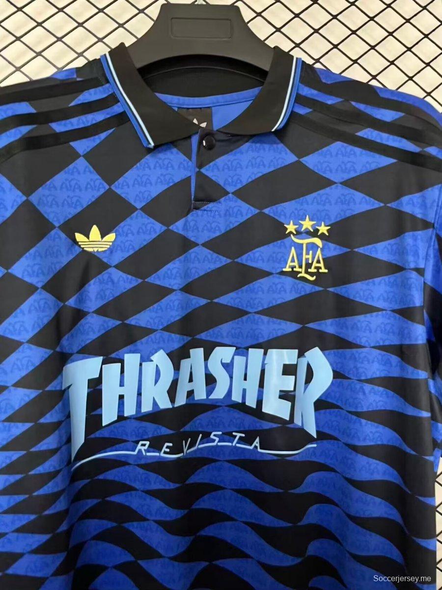 قميص 2026 الأرجنتين × ثراشر × الاتحاد الأرجنتيني لكرة القدم بنمط مربعات زرقاء